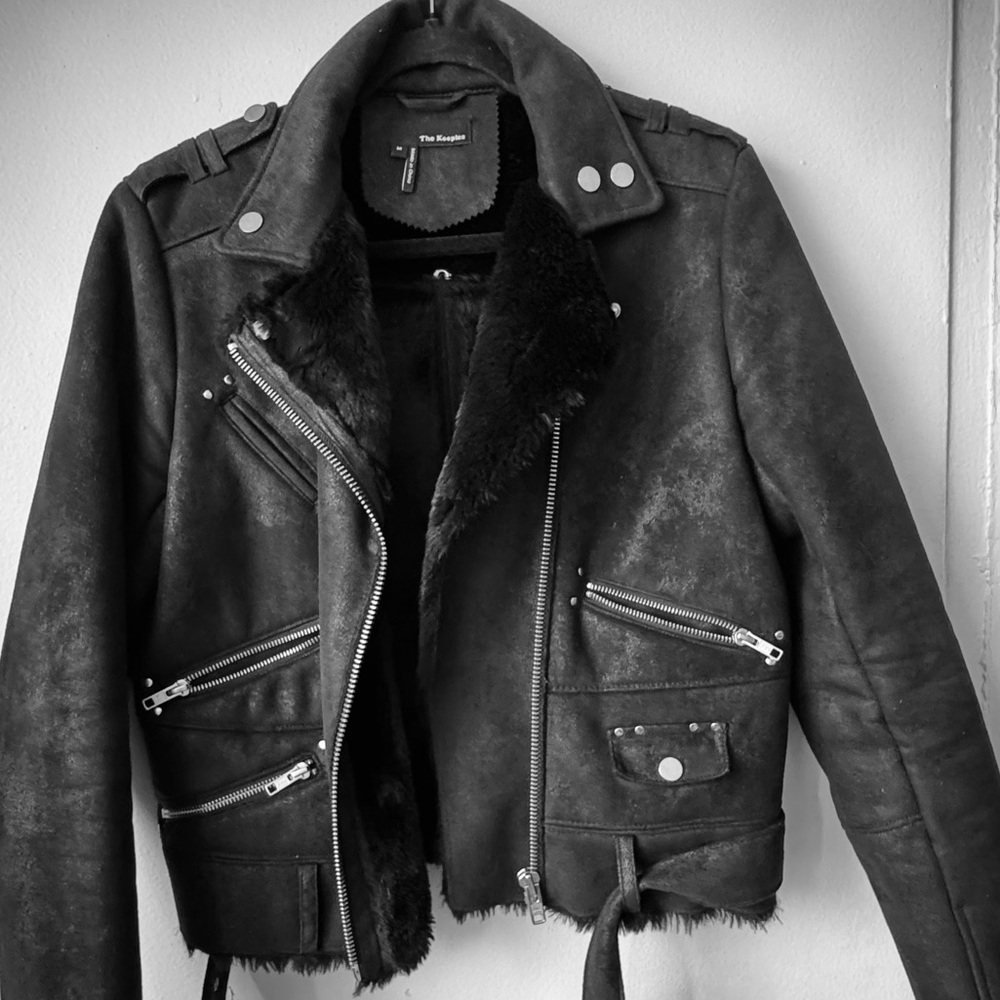 The Kooples Biker Jacket. Size M - true to size. Black. Removable belt.